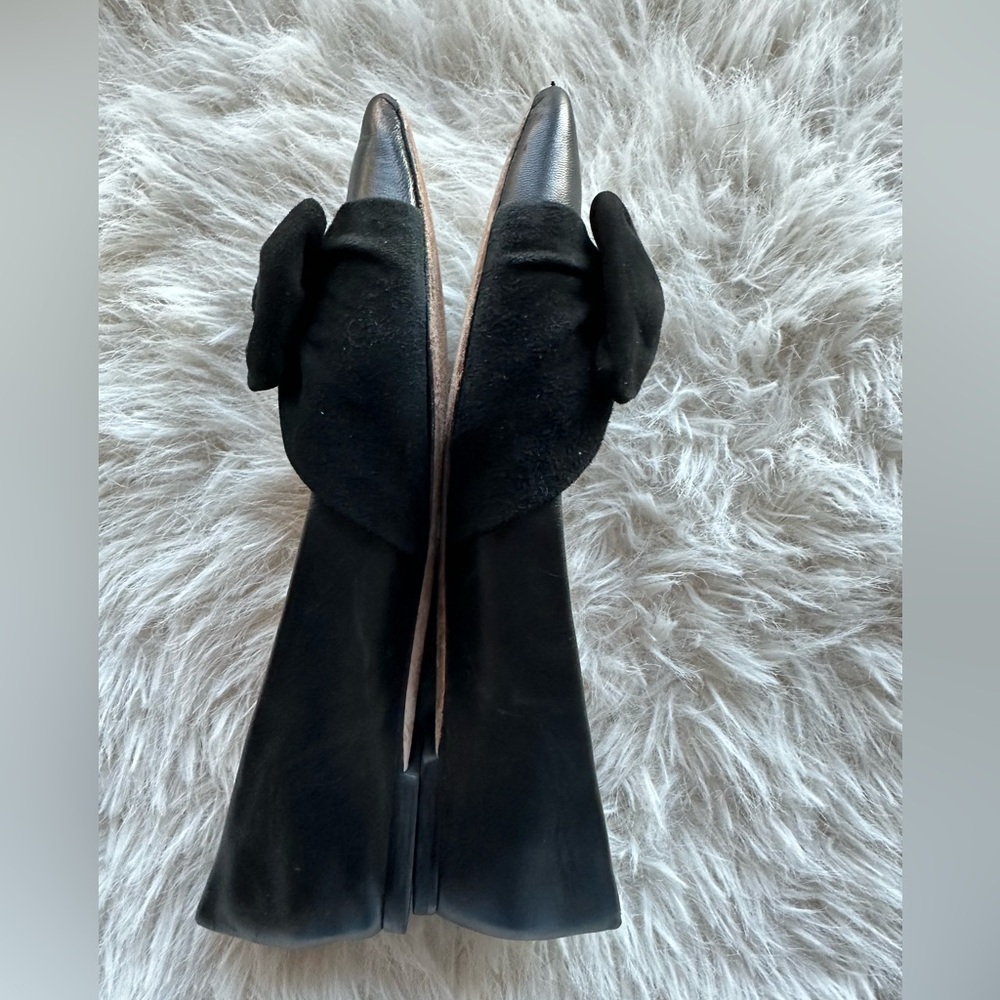 Tory Burch Eleanor size 7 Black Flats with Bow Accent pointy toe suede - Picture 15 of 16